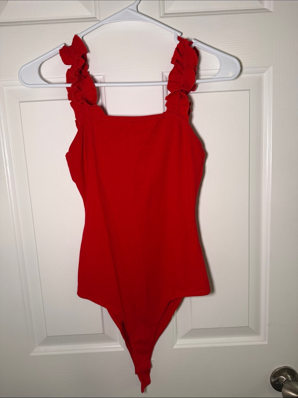 Red Ruffled Strap One-Piece